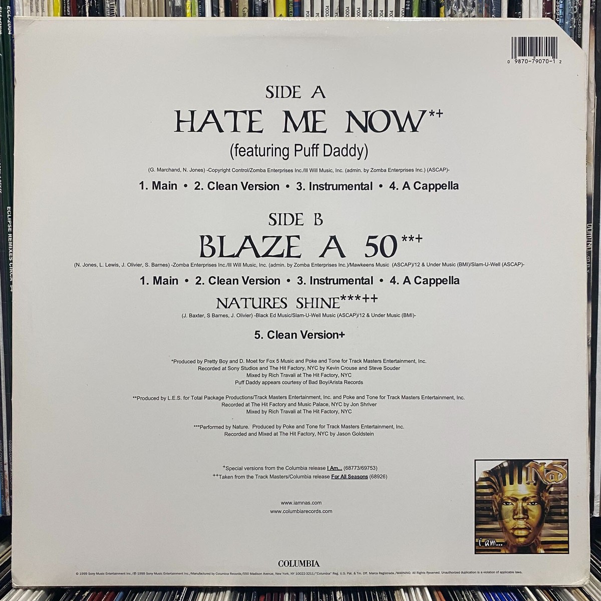 NAS - HATE ME NOW / BLAZE A 50 / NATURE'S SHINE (12