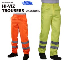 Hi-Viz Work Trousers High Visibility Pants Site Motorway Safety Wear HV015T 