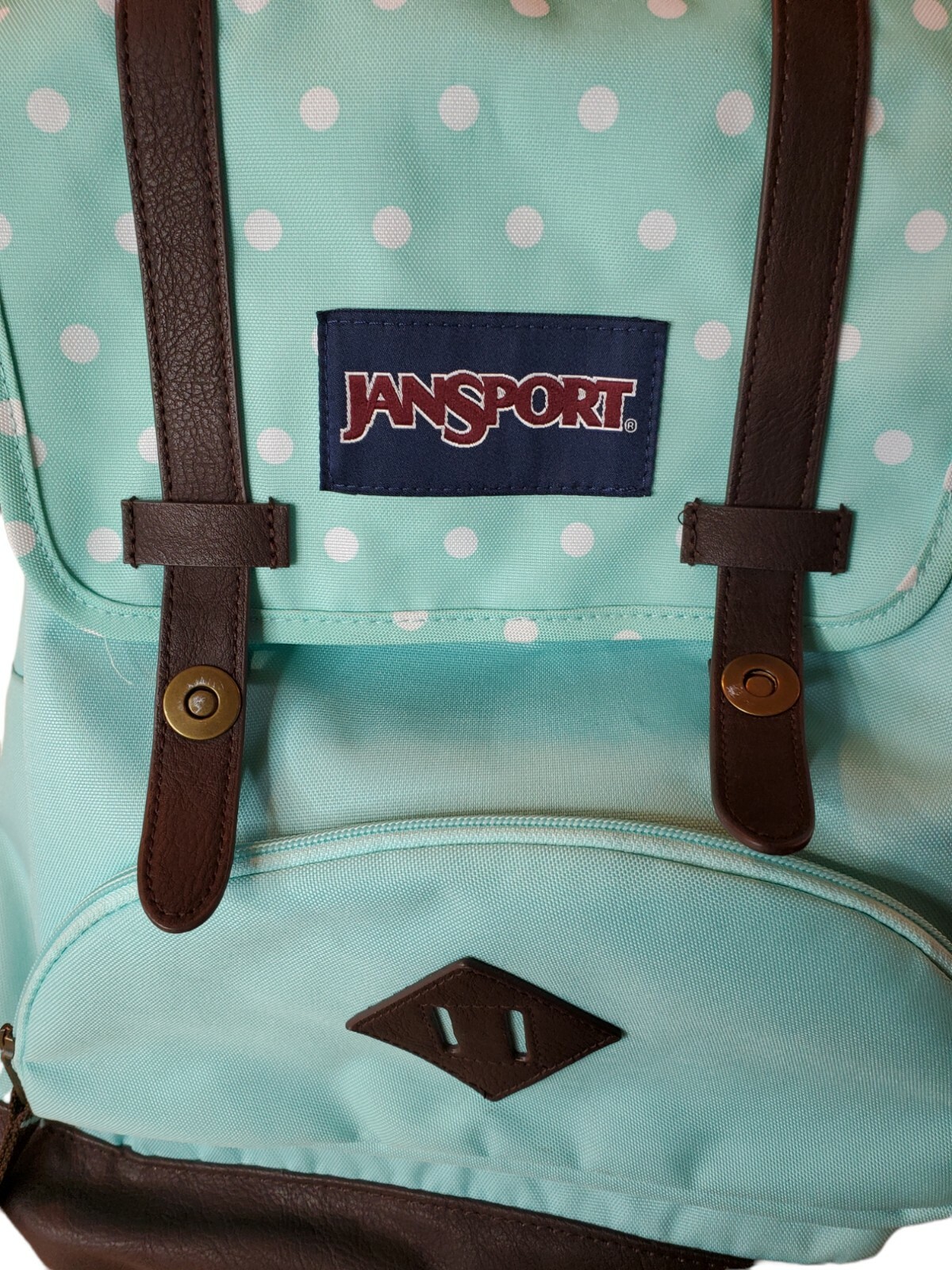 Jansport Backpack Mint Green Polka Dot School Work Ba… Gem