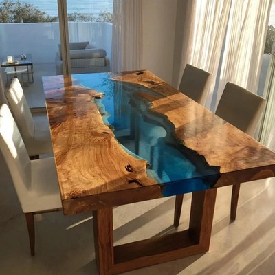 Live Edge Walnut Epoxy Dining Table Handmade Custom Wood Resin River Table