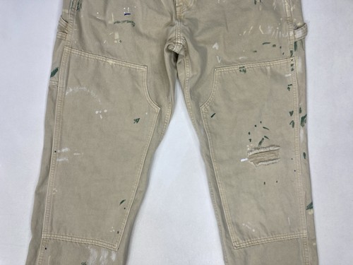 Abercrombie & Fitch Double Knee Carpenter Paint Splatter Denim Jeans Men 34 x 32 - Picture 2 of 12