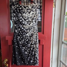 Lauren Ralph Lauren Women's Black White Print Sleeveless Dress Size 6 NWOT