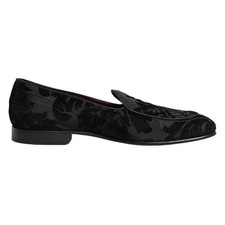 DOLCE & GABBANA Shoes Black Jacquard Slip On Loafers Dress R-EU45 L-EU42 720usd