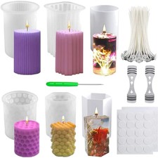 6Pcs Silikon Kerzenform Kit, 3D DIY Silikonform Kerzen-Gie&szlig;en Formen und Kerz...