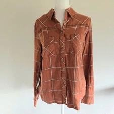 NEW Shyanne Flannel Western Shirt Brown Plaid Lace Ladder Women S Lightweight