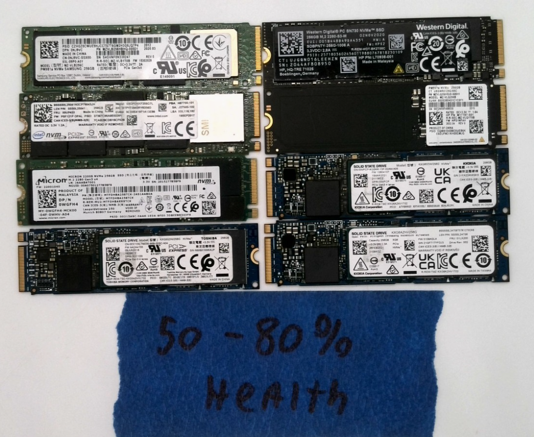LOTOF8-MixedBrands256GBM.2NVMeInternalSSDs-!!READDISCRIPTION!!