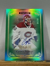 2019-20 Upper Deck Stature Rookie Auto Green /85 Cayden Primeau Hard Signed