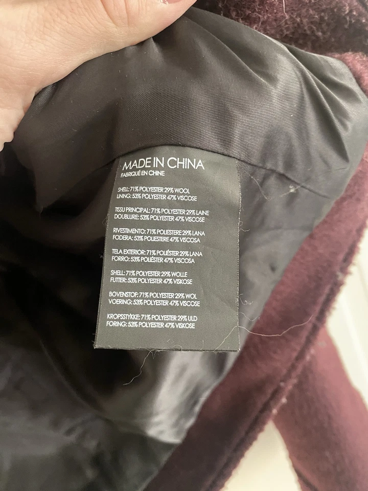 Club Monaco Burgundy Wool Men's Fall Winter Jacket Coat XS - Image 3 of 4