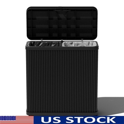 Durable Outdoor Trash Can Waterproof Waste Bin Dual Bag System Easy Clean New