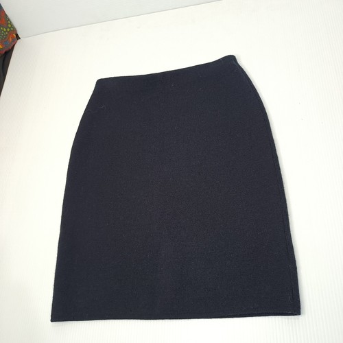 Vintage David Lawrence Wool Skirt Size M Medium Dark Navy Blue Elastic Waist - Picture 1 of 10