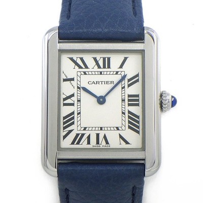 Cartier Watch Tank Solo WSTA0030 Silver Dial Stainless Steel Leather Quartz