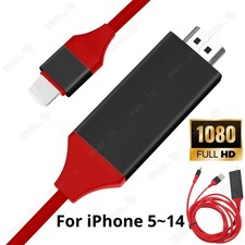 For iPhone 14 13 12 11 6 7 8 HDMI Mirroring Cable Phone to TV HDTV Adapter 1080P