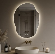 Asymmetrical LED Bathroom Mirror Backlit Anti-Fog 35x25