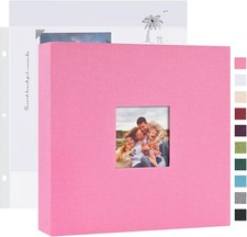 Pink, 8x8 Inch 3 Ring DIY Scrapbook Photo Album 40 Pages