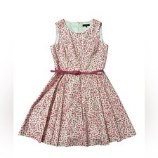 Nine West Pink Geometric Patterned Fit and Flare Barbiecore Dress Size 12