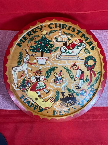 RARE Vintage Toleware Wooden Lazy Susan 14" Hand Painted Signed Brunner German - Picture 19 of 21