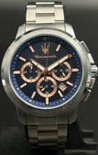 Orologio da polso uomo vintage Maserati cronografo quarzo quadrante blu