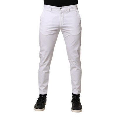 BEABLE Hose weiß Baumwolle Stretch Skinny Mid Waist Chinohose Gr.W33 140usd