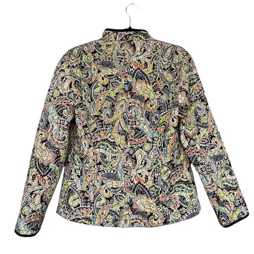 Y2K Requirements Womens Quilted Jacket Medium Full Zip Paisley Floral Colorful - Picture 2 of 10