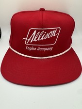 Vintage Allison Engine Company Red Rope Snapback Hat USA Workwear Trucker Cap
