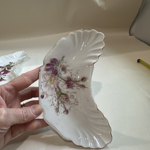 Vintage Crescent Bone Plates Floral Designs non matching Lot Of 10 - Picture 16 of 21