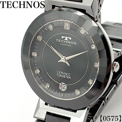 TECHNOS Watch Men's Quartz Sapphire Glass Ceramic Tungsten Multi-faceted Bezel 1
