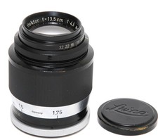 Leitz Visoflex lens 4.5/13.5 cm black/chrome in focusing mount