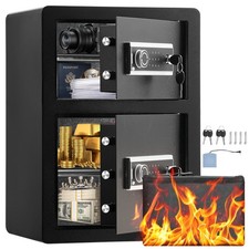 Uimoso Double Door 3.5 cu.ft Safe Box with Key Lock Password Fireproof Bag Black