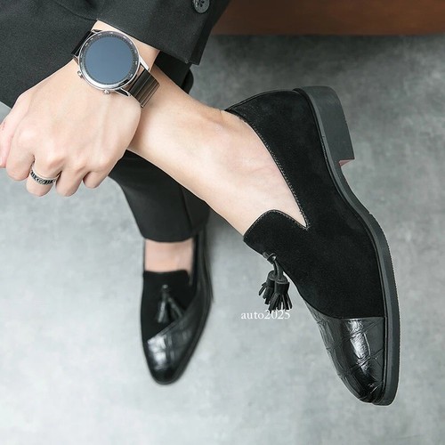 New Red Sole Loafers for Men Tassels Round Toe Slip-On Spring Men Dress Shoes - Picture 6 of 25