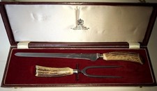 Asprey London Rustless Tranchierbesteck 2-tlg. Hirschhorn im Kasten