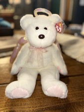 Large Ty Beanie Babies Angel Bear 1998 Retired White Plush with Halo  Wings
