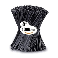 Zip Ties 8 inch with 40 lb Tensile Strength, Black Cable 8"/1000 Pack 40 Lb 