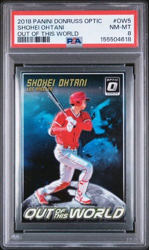 PSA 8 nm-mint 2018 PANINI DONRUSS OPTIC OUT OF THIS WORLD #OW5 SHOHEI OHTANI RC