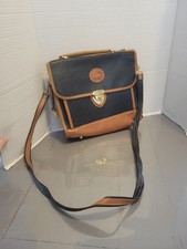 Vintage Dooney  Bourke Carrier Bag Black Brown All Weather Crossbody Flap Front