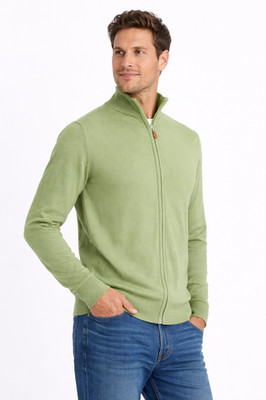 Royal Cashmere Green Half Zip Fine Cashmere Mens Sweater