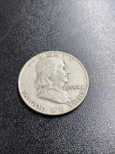 Medio dólar Franklin 1954 D aproximadamente bueno 90 % plata 50c - Imagen 2 de 4