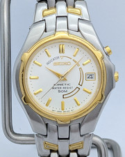 Seiko Kinetic 5M62-0K80 Two-Tone White Dial D...