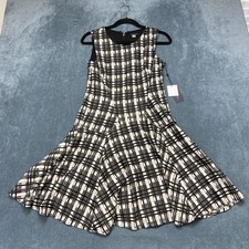Tommy Hilfiger Mini Dress Womens 6 Ivory Black Glenn Plaid Lace Overlay Back Zip