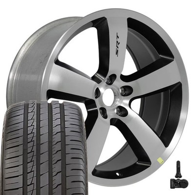 OEM 2262 20x9 Machined Black Rims & 245/45R20 A/S Tires, TPMS Set 5X115 26ET