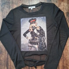 Love J Sheer Top Women’s Medium Long Sleeve Shirt WhimsyGoth Punk Rave Club Wear