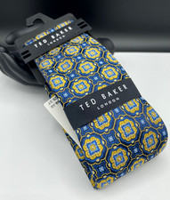TED BAKER London Men's Silk Blend Tie  Blue  Yellow  Geo  NEW MSRP: 89.50