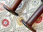 Antique Oak Loom Spindle Bobbin w brass, two 7" pieces — photo 3