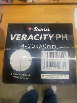 Burris Veracity PH Rifle Scope 4-20x50 30mm FFP RC MOA Illum 200203