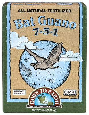 Organic Bat Guano - High Nitrogen Plant Food for Vegetative Growth 7-3-1, 2 Lb