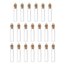 20pcs Mini Glass Bottles with Cork Long Bottle Shape with Ring