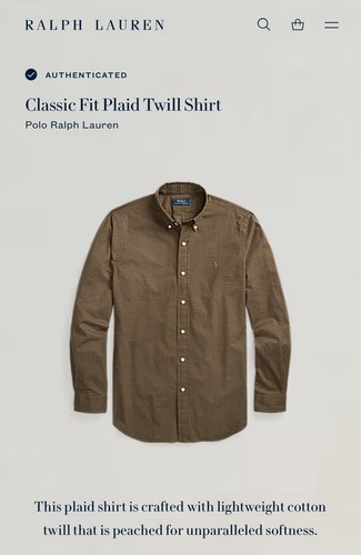 Ralph Lauren Polo Classic Fit Button Down Shirt Men Size XL Brown Plaid Twill - Bild 9 von 18