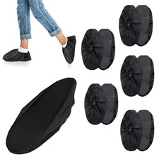 5 Pairs Reusable Overshoes, Black Non Slip Reusable Shoe Covers Waterproof