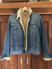 Vintage Levi's Jeans Jacke gefüttert blau Sherpa 71550 04 - 1990er 90er