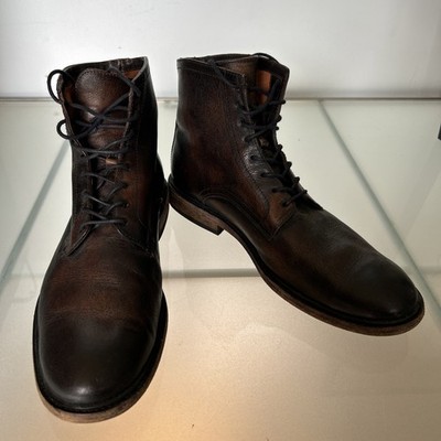 FRYE Chris Boots Men Sz 9 1/2 D Brown Leather Lace Up Excellent!