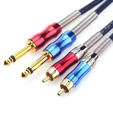 Dual 1/4 inch TS to Dual RCA Stereo Audio Interconnect Cable Patch Cable Cord...